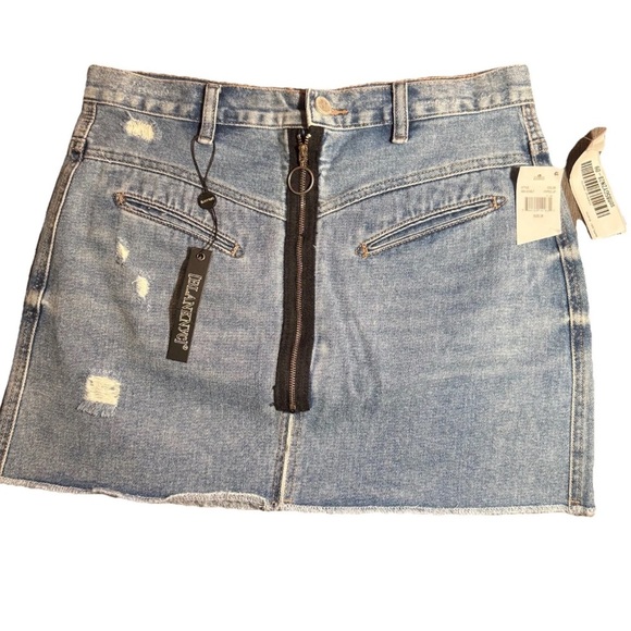 Blank NYC Womens Zip Front Blue Denim Distressed Denim Skirt Size 28 - Picture 2 of 9